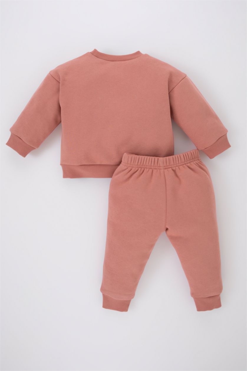 BÉBÉ FILLE Bordeaux Ensemble Sweat-Shirt Imprimé Slogan à Manches Longues Pour BéBé Fille - 2 Pièces