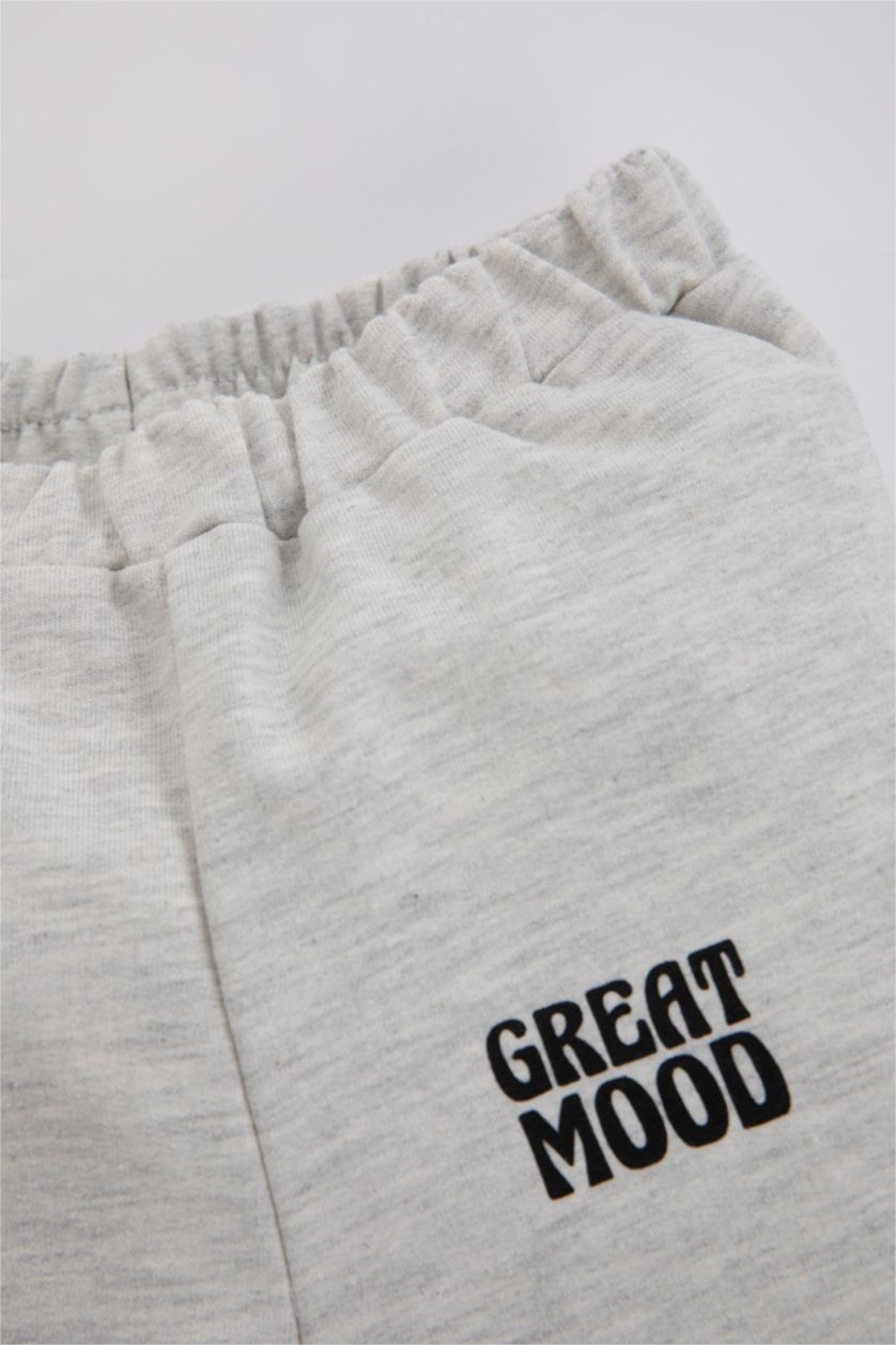 BABY BOY Light Grey Melange Baby Boy Printed Sweatpants