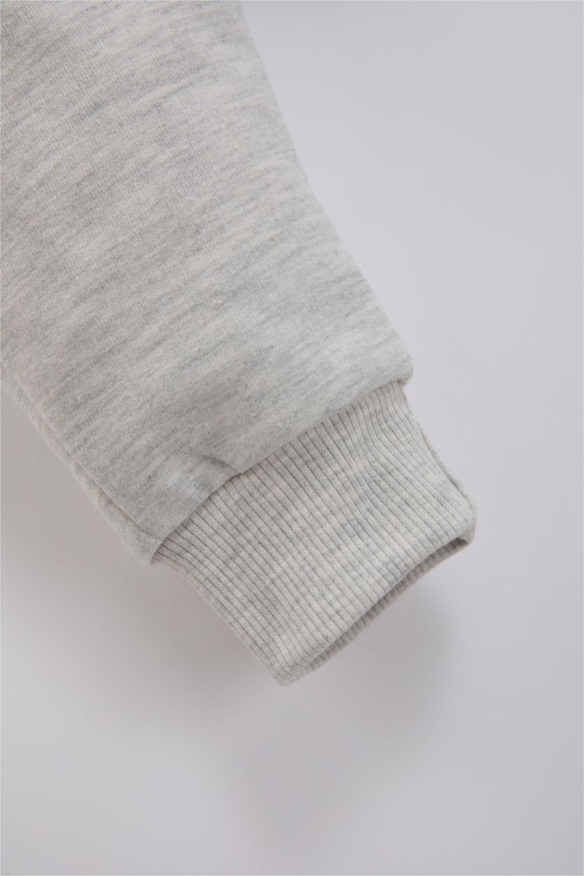 BABY BOY Light Grey Melange Baby Boy Printed Sweatpants