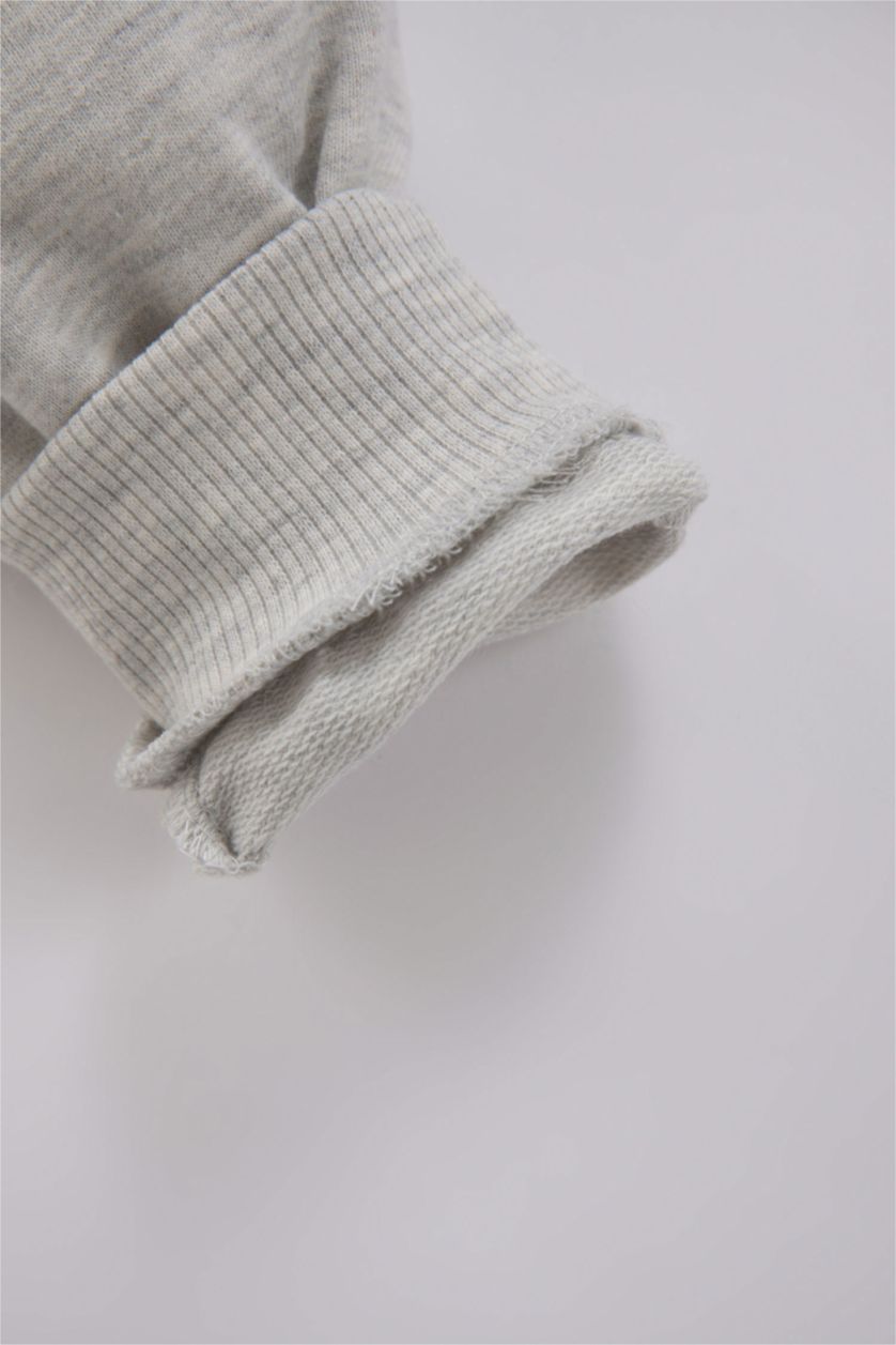 BABY BOY Light Grey Melange Baby Boy Printed Sweatpants