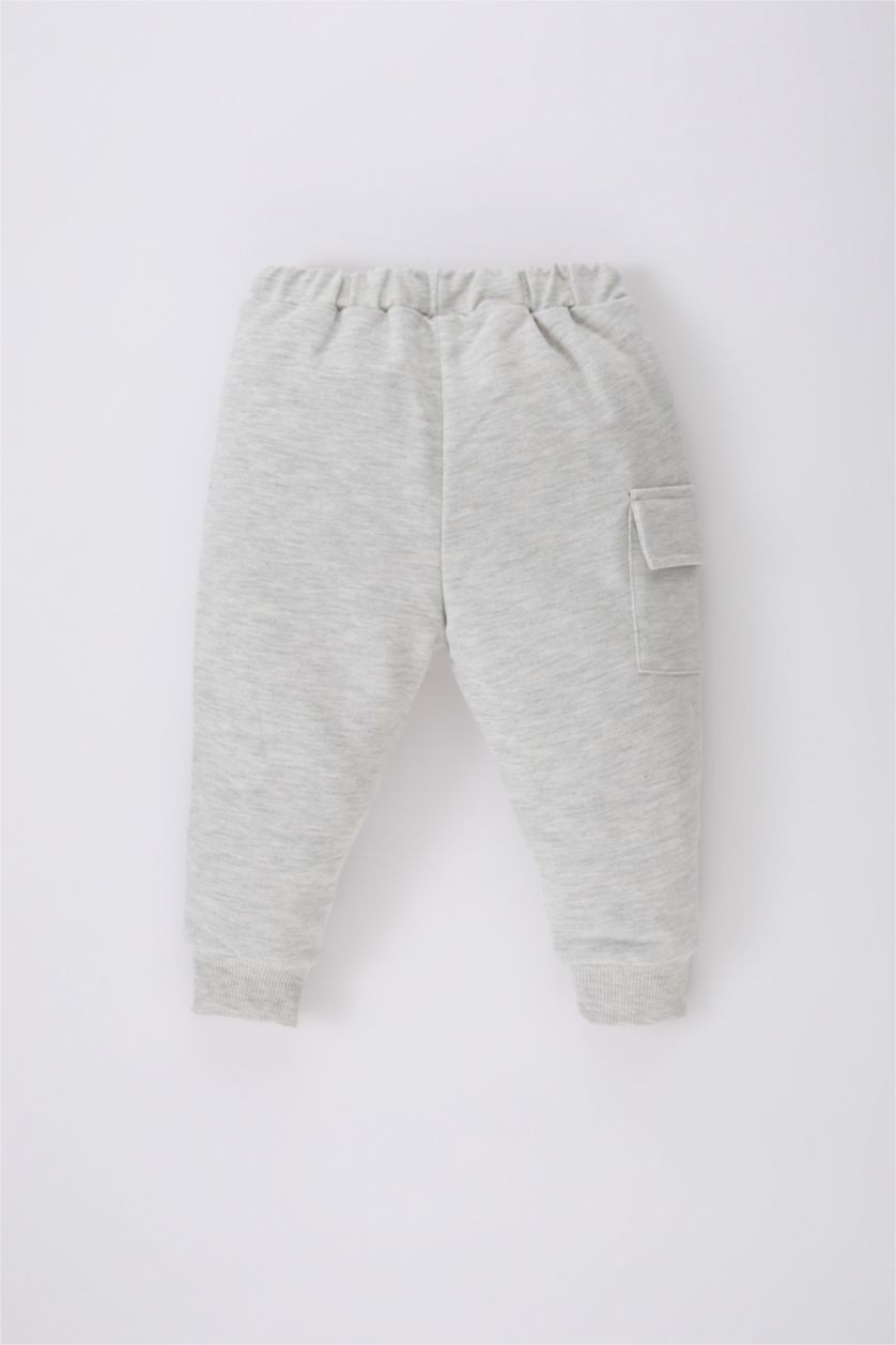BABY BOY Light Grey Melange Baby Boy Printed Sweatpants
