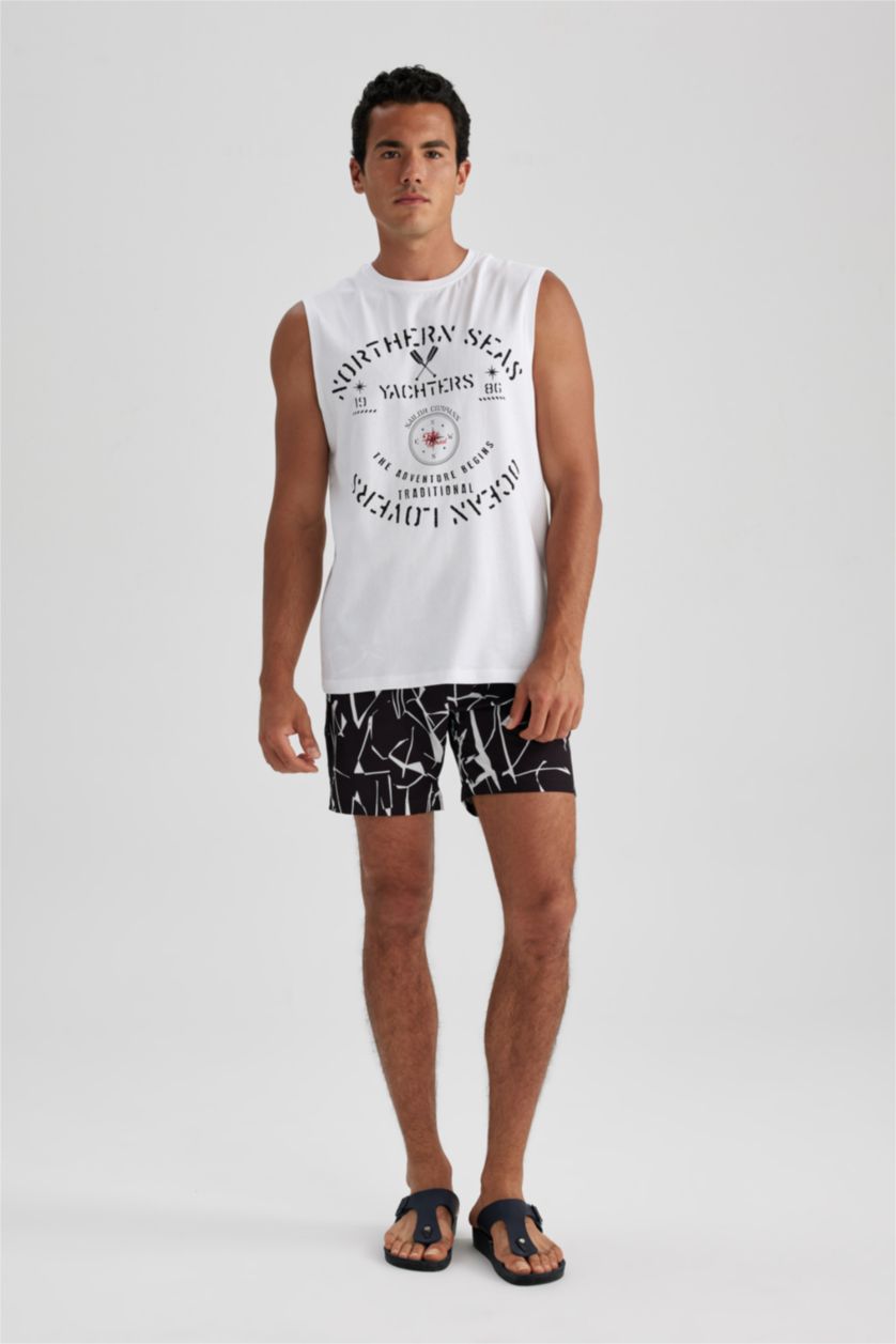 HOMME Noir Short De Bain Tissé Coupe Régulière