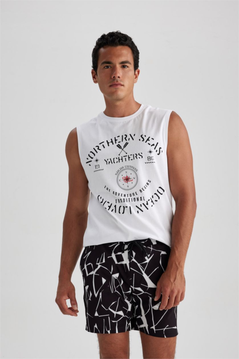HOMME Noir Short De Bain Tissé Coupe Régulière