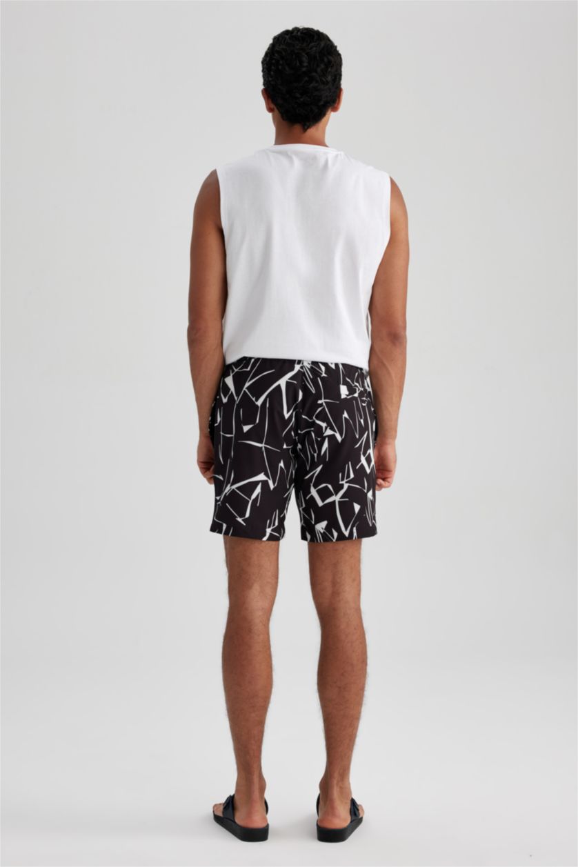 HOMME Noir Short De Bain Tissé Coupe Régulière