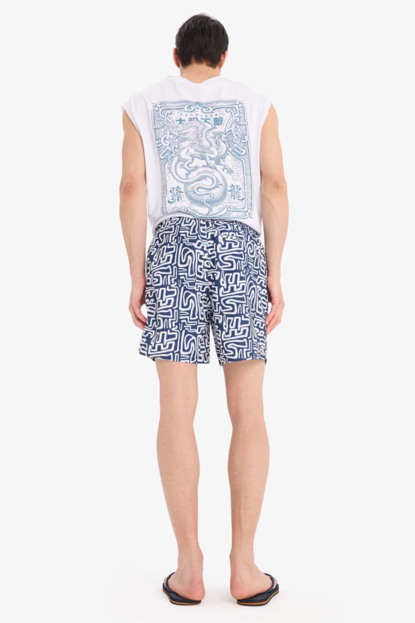 رجالي كحلي شورت بحر قصير ببطانة شبكية