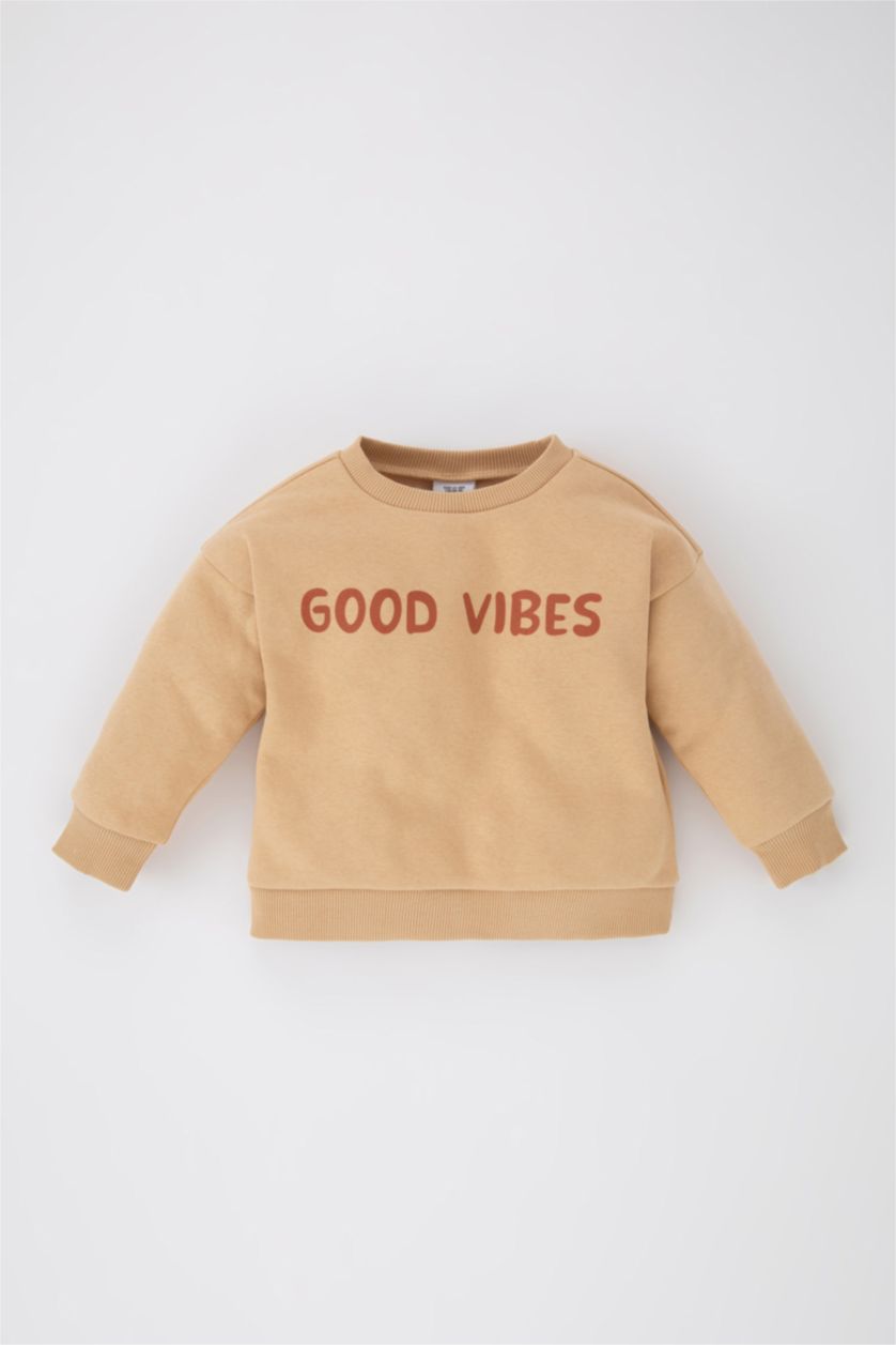 Малыши мальчики Бежевый Свитшот в принтом для малышей мальчиков
