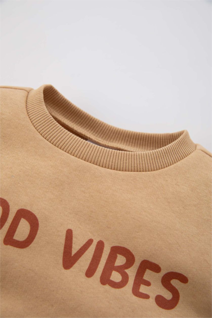 Малыши мальчики Бежевый Свитшот в принтом для малышей мальчиков