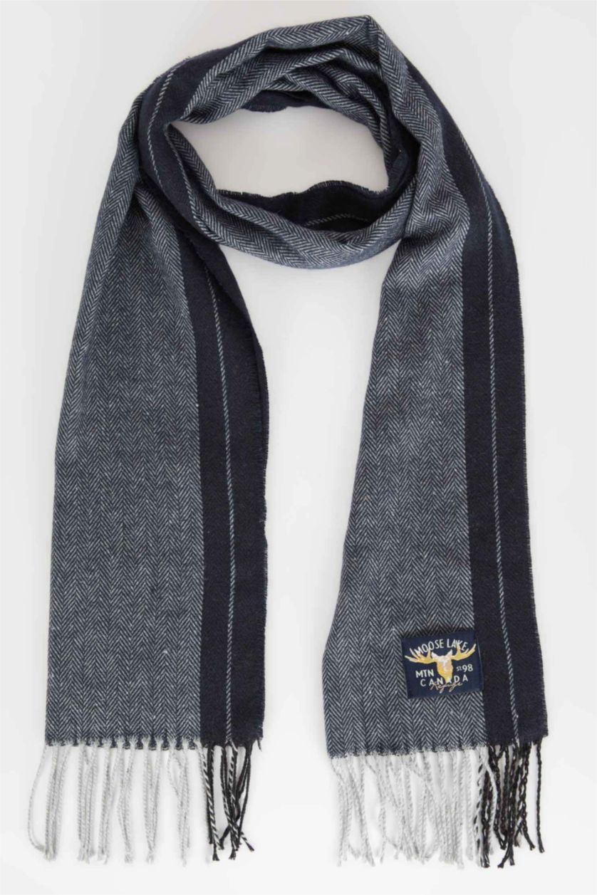 Erkek Açık Gri Melange Erkek Dokuma Atkı