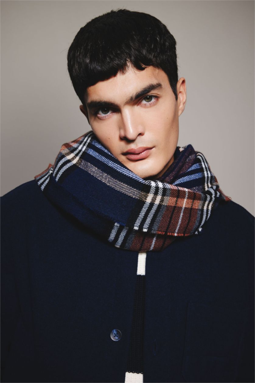 MAN NAVY طقم سكارف منسوج