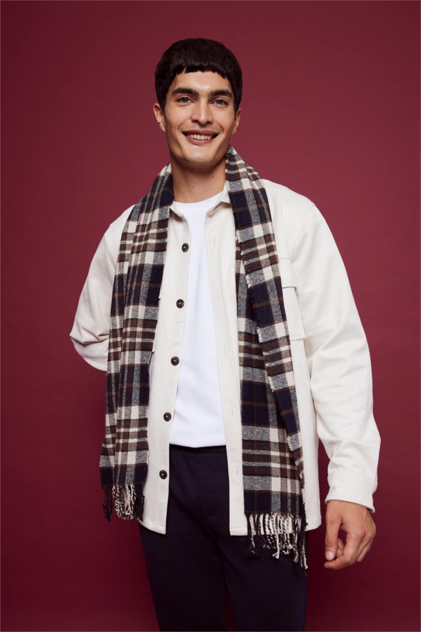 Чоловічий Світло коричневий Шарф Плед вязанный для чоловіків