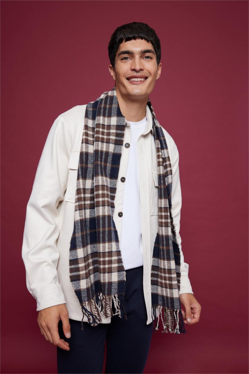 Чоловічий Світло коричневий Шарф Плед вязанный для чоловіків