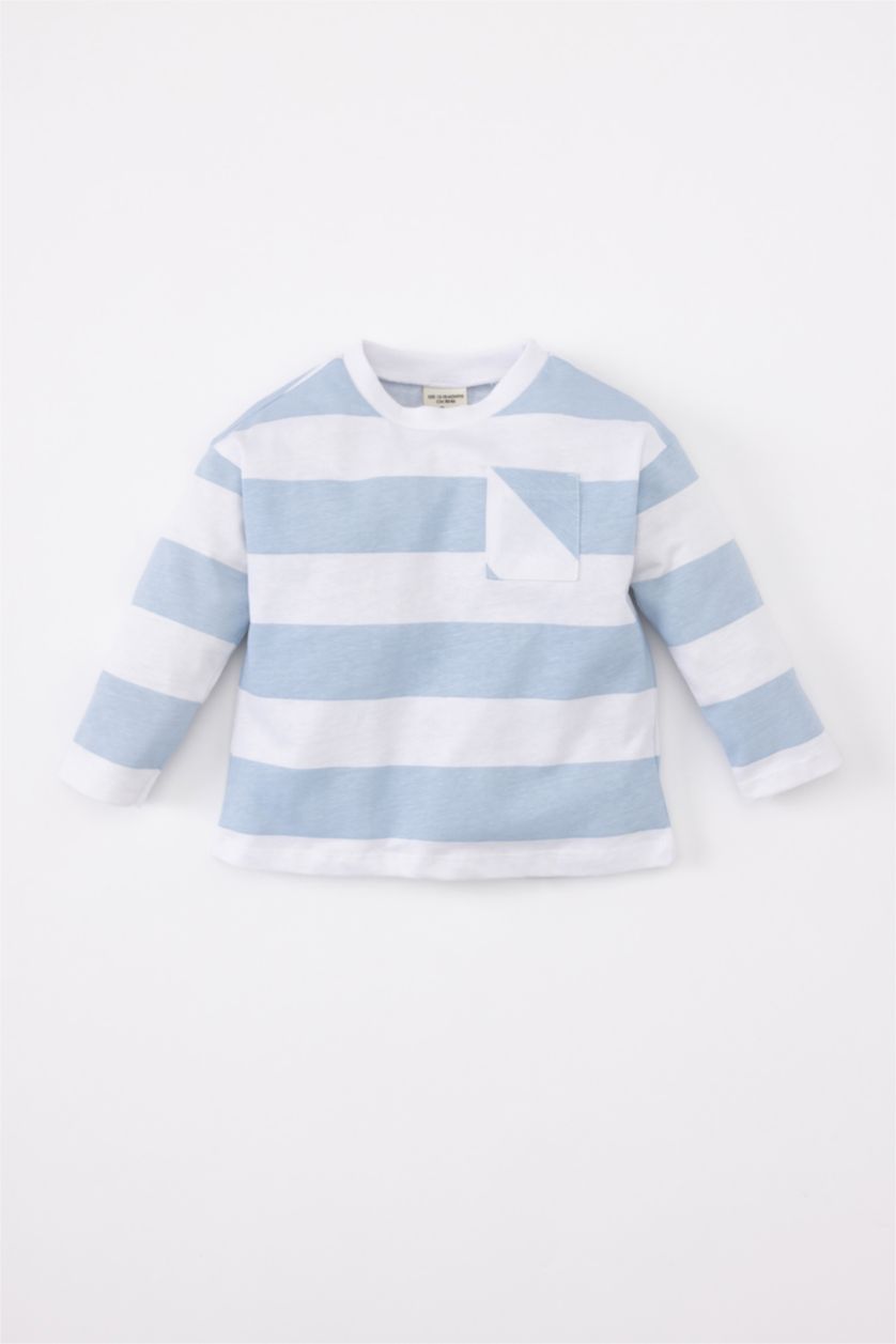 BABY BOY Blue Regular Fit Striped Long Sleeve T-Shirt