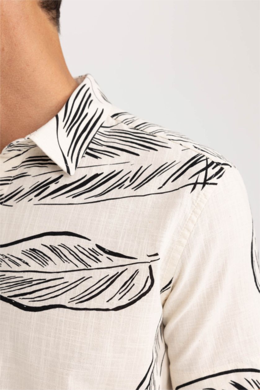 رجال بيج فاتح قميص بولو منسوج مطبوع قصة عادية