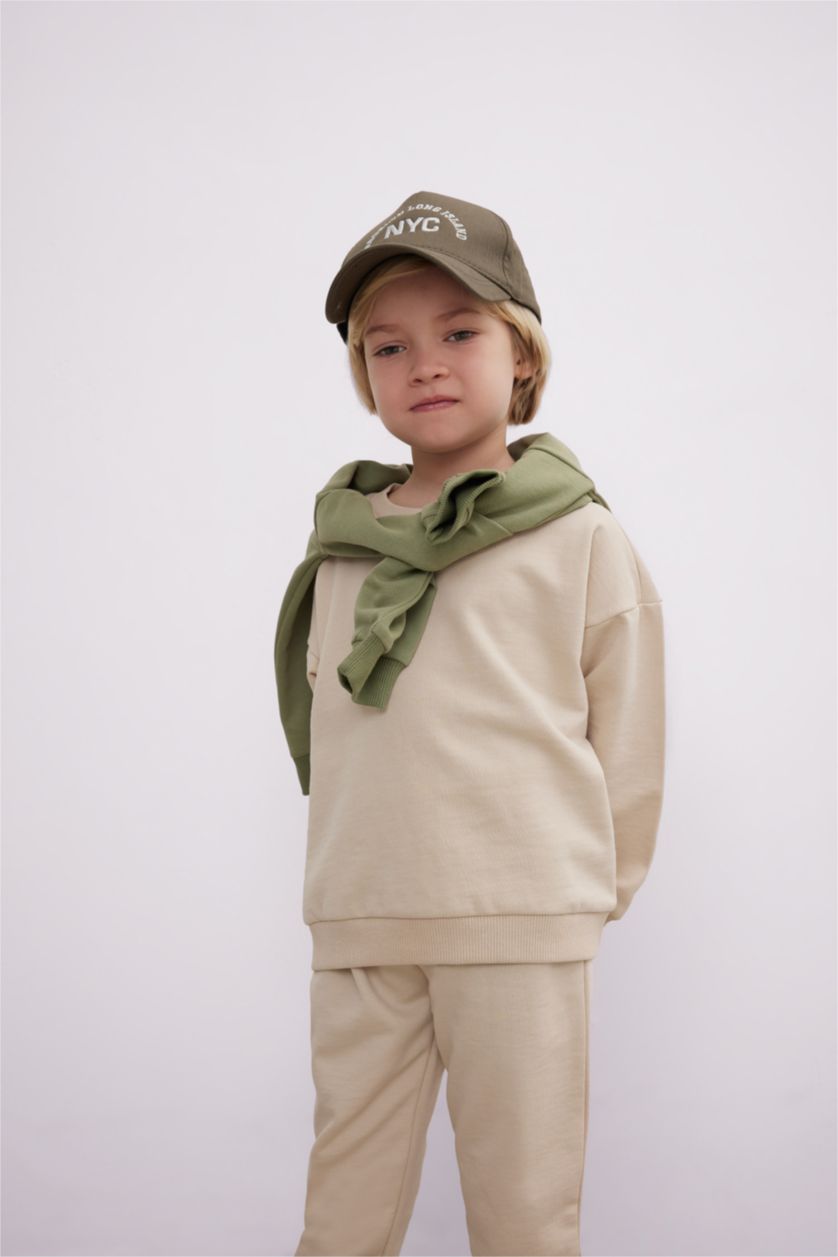Baby Boys Khaki 2 piece Regular Fit Crew Neck Sweatshirt