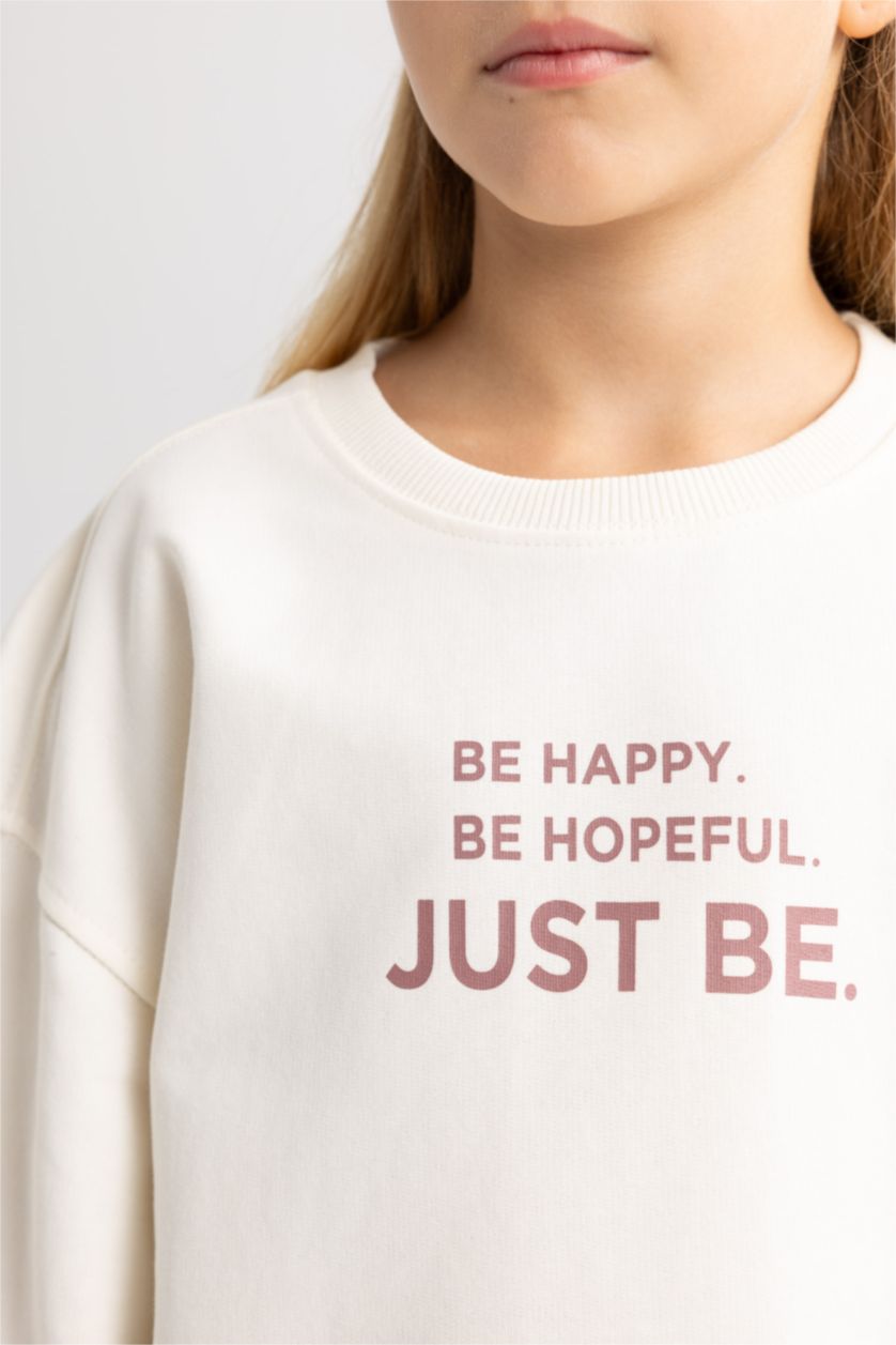 GIRLS & TEENS Ecru Regular Fit Crew Neck Sweatshirt