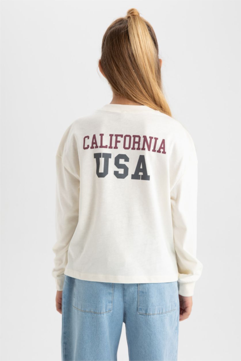 Девочки и подростки Бежевый Футболка с длинным рукавом для девочек, Школьная коллекция