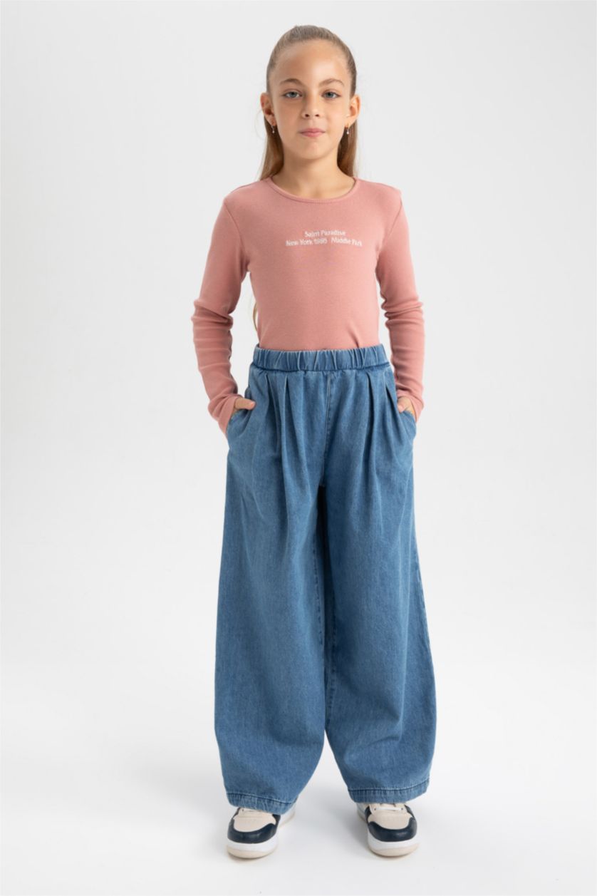 Young Girls - Teen Girls Rose Girl Crew Neck Corduroy Long Sleeve T-Shirt