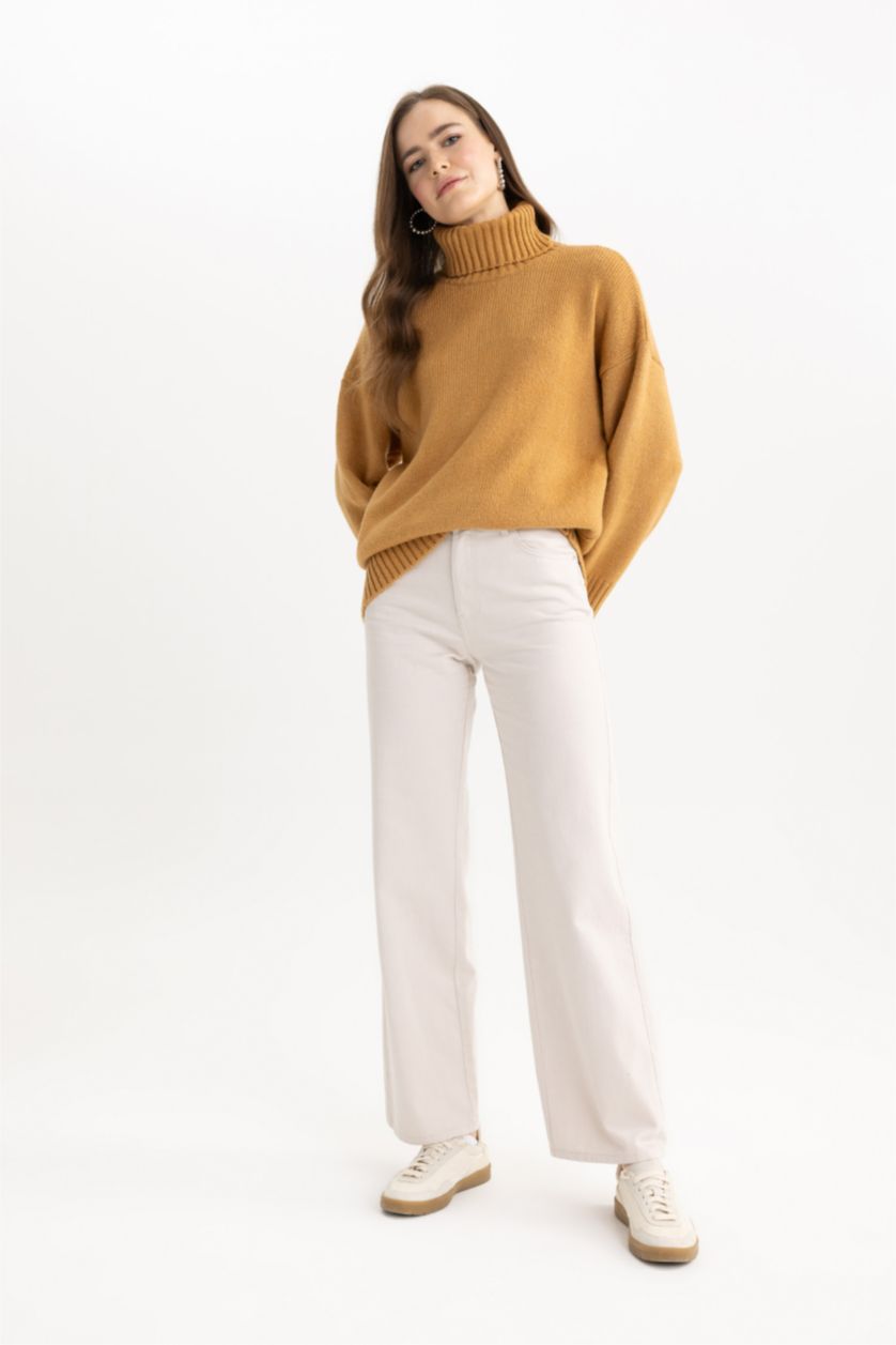 WOMAN Stone Wide Leg Gabardine Trousers