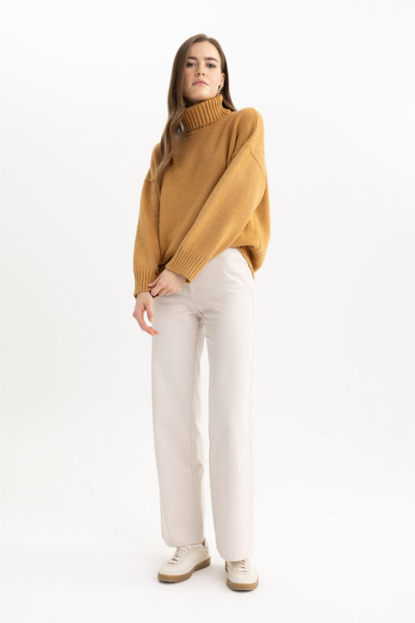 WOMAN Stone Wide Leg Gabardine Trousers