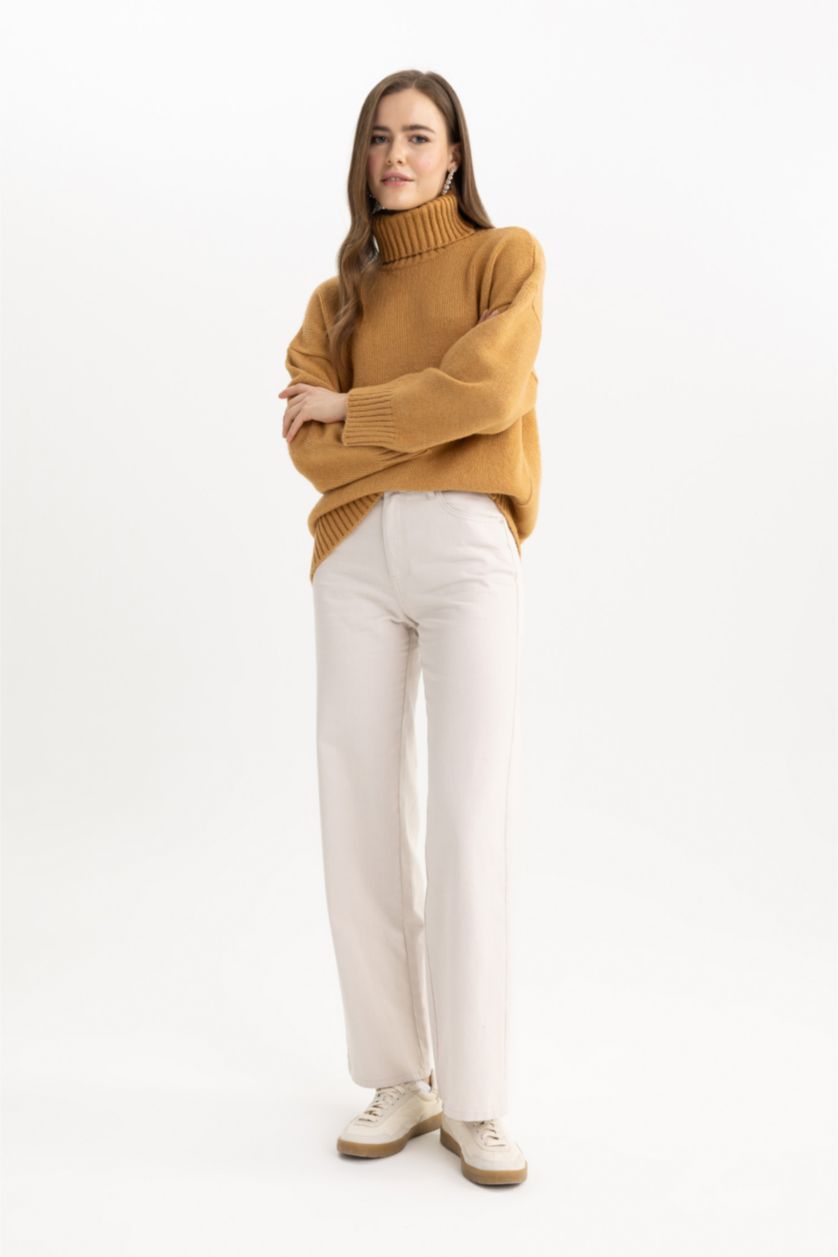 WOMAN Stone Wide Leg Gabardine Trousers