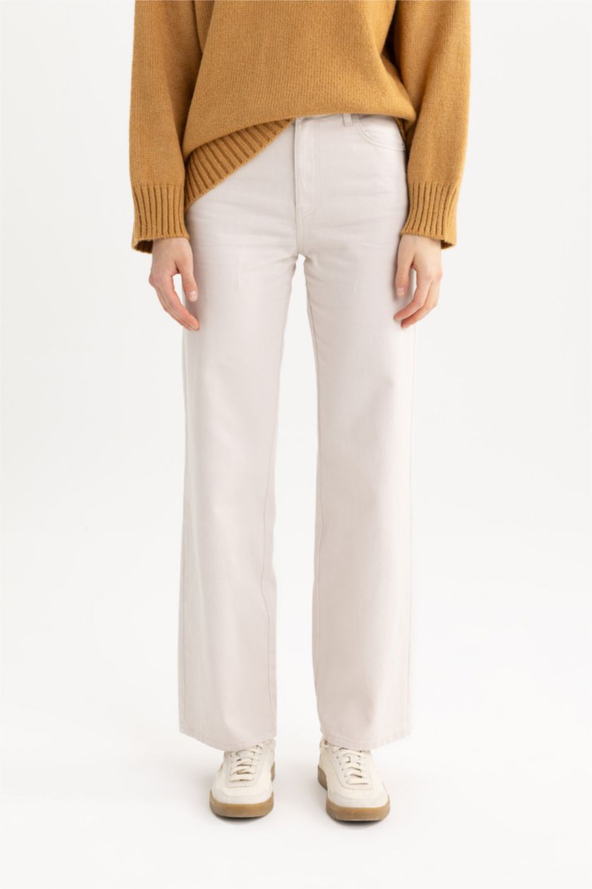 WOMAN Stone Wide Leg Gabardine Trousers