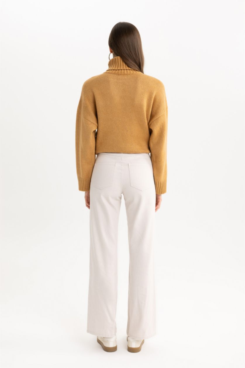 WOMAN Stone Wide Leg Gabardine Trousers