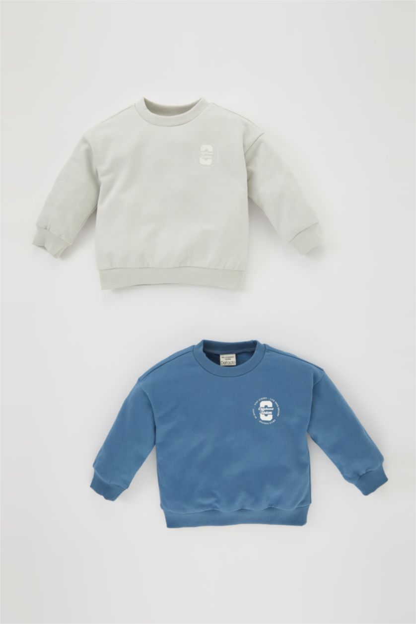 Малыши мальчики Индиго Свитшот с принтом из тонкой ткани для малышей мальчиков, 2 шт