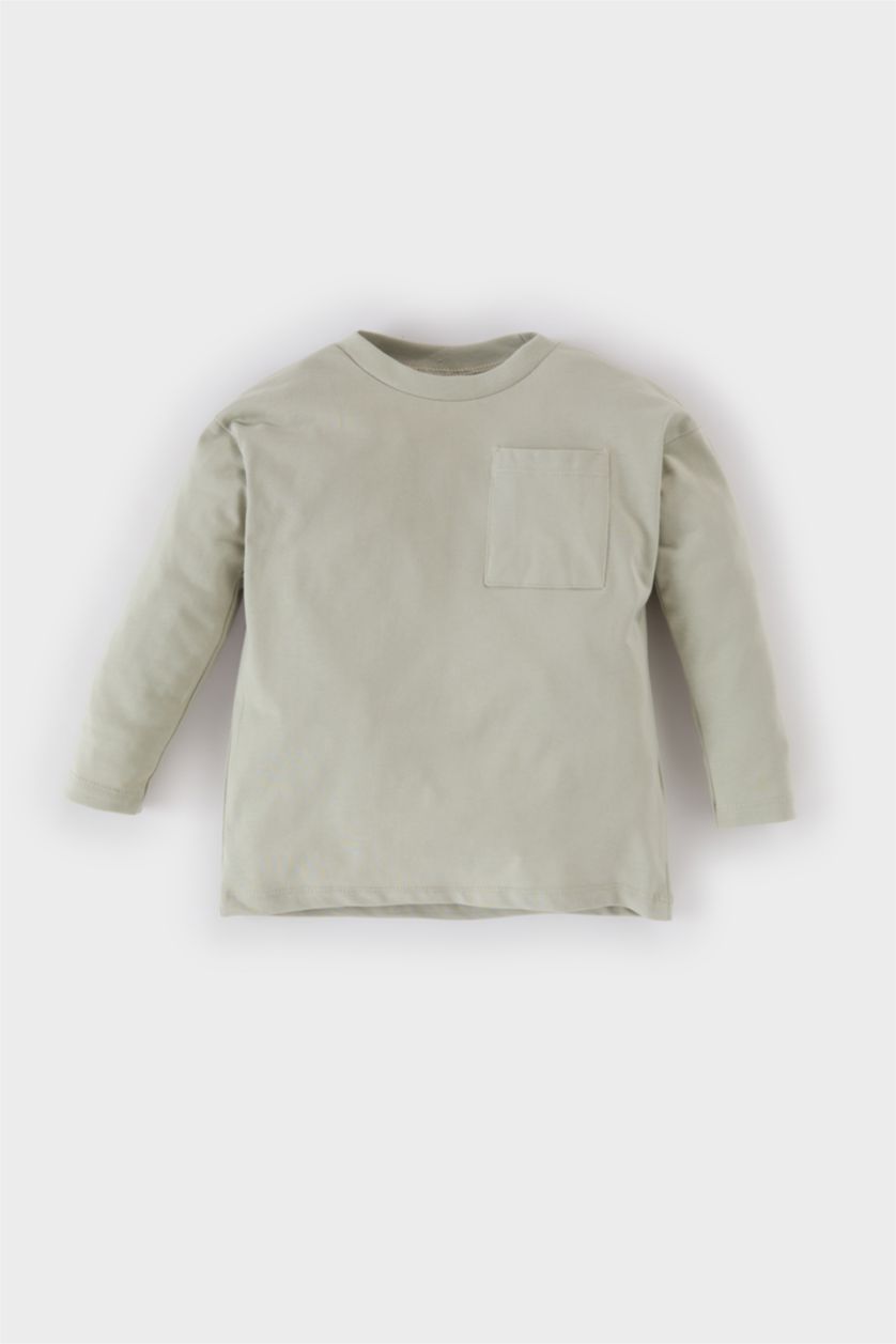 Baby Boy Light Khaki Regular Fit Long Sleeve T-Shirt