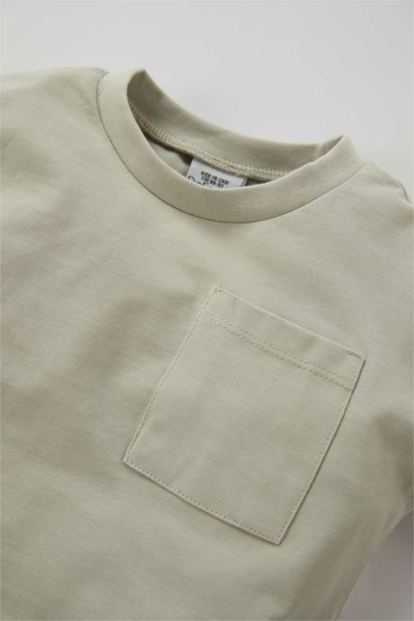 Baby Boy Light Khaki Regular Fit Long Sleeve T-Shirt