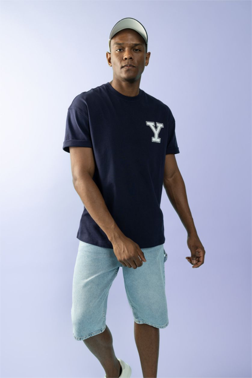 MAN NAVY Yale University Licensed Comfort Fit Crew Neck Printed T-Shirt