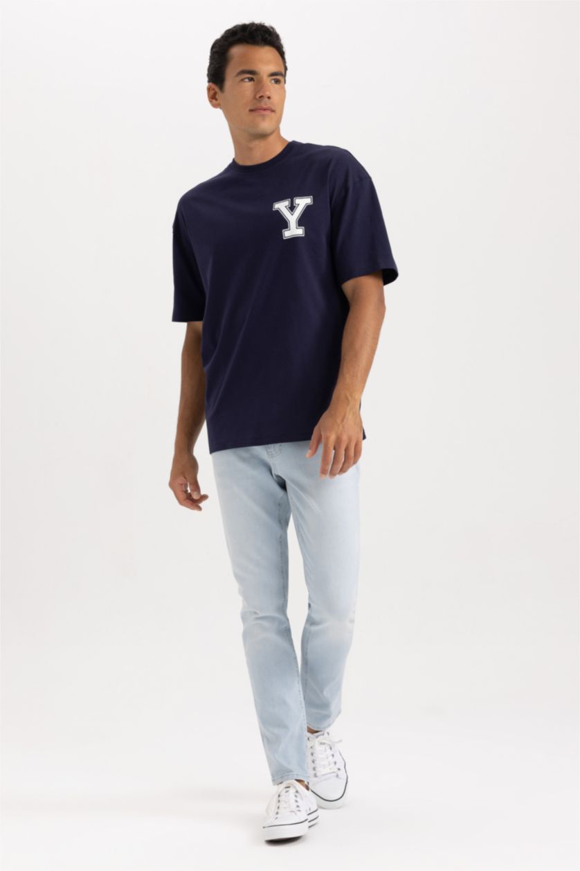 MAN NAVY Yale University Licensed Comfort Fit Crew Neck Printed T-Shirt