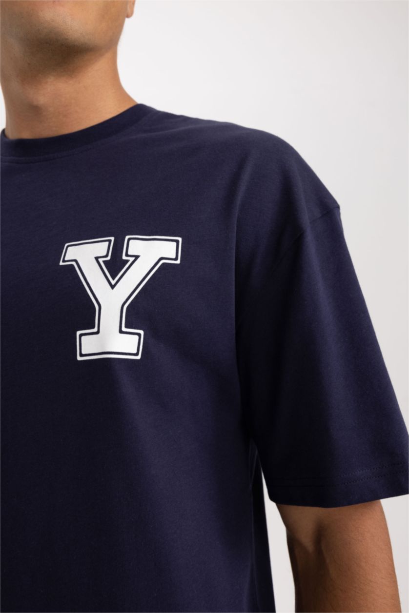 MAN NAVY Yale University Licensed Comfort Fit Crew Neck Printed T-Shirt