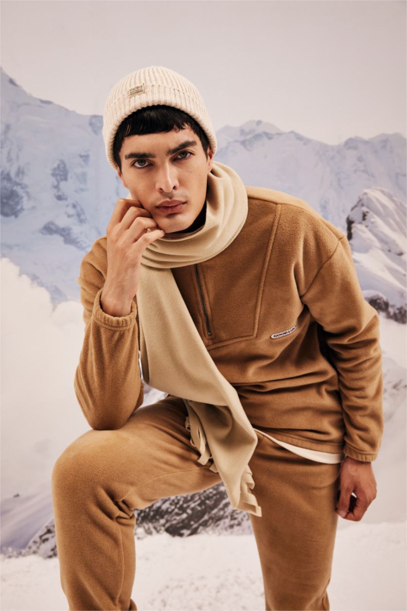 رجالي كامل سويت شيرت قطيفة قصة مريحة برقبة مستديرة