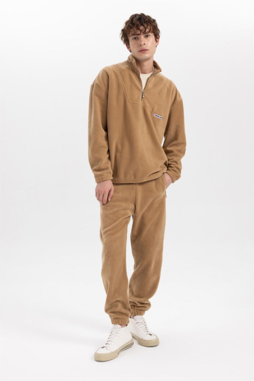 رجالي كامل سويت شيرت قطيفة قصة مريحة برقبة مستديرة