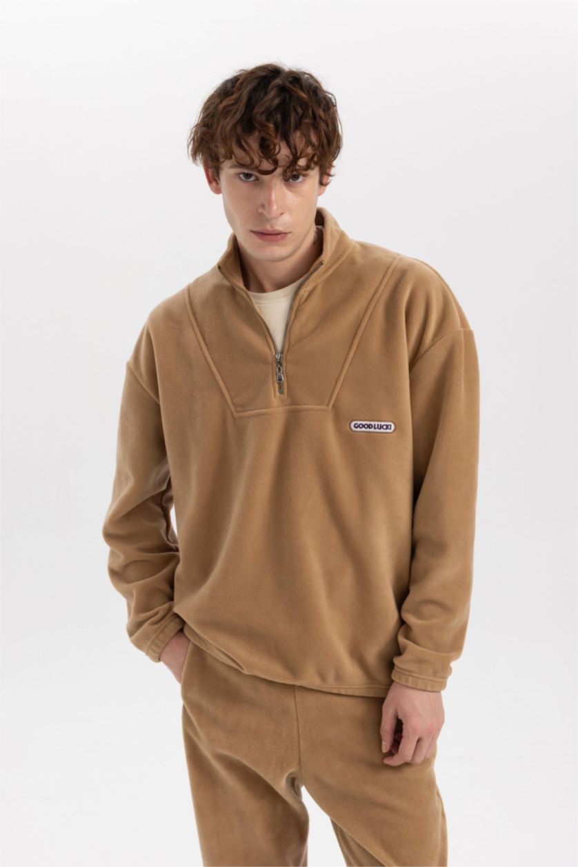 رجالي كامل سويت شيرت قطيفة قصة مريحة برقبة مستديرة