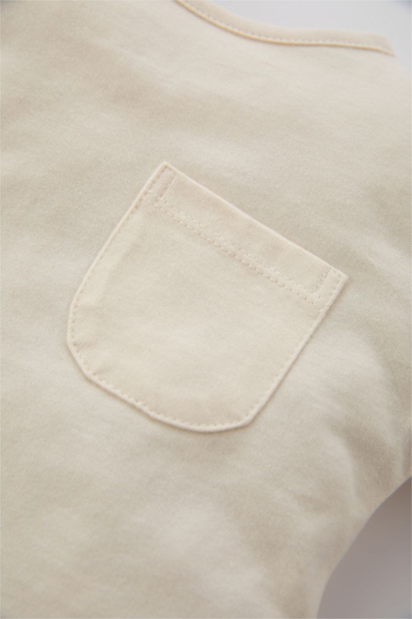 BÉBÉ FILLE Écru Body Coupe Régulière Col Rond À Manches Longues Pour BéBé Fille