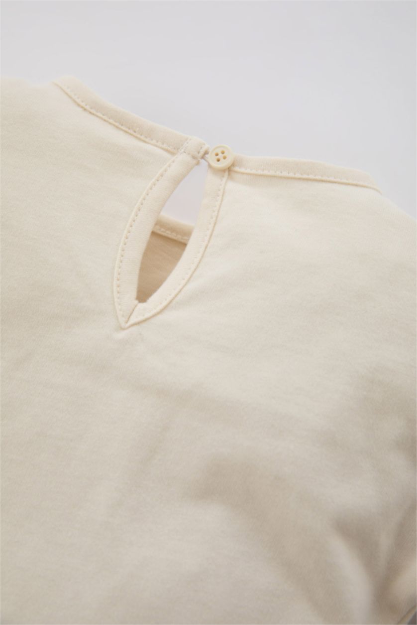 BÉBÉ FILLE Écru Body Coupe Régulière Col Rond À Manches Longues Pour BéBé Fille