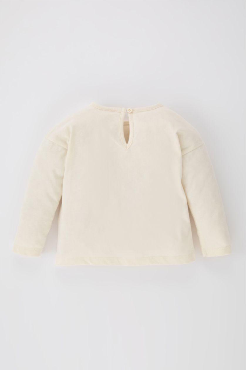 BÉBÉ FILLE Écru Body Coupe Régulière Col Rond À Manches Longues Pour BéBé Fille