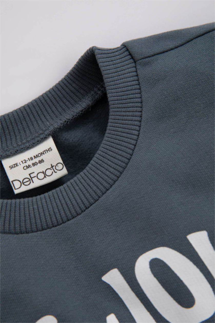 BÉBÉ GARÇON Gris Ensemble De Sweat-Shirt Et Pantalon De Survêtement Imprimé Slogan Pour Bébé Garçon - 2 Pièces