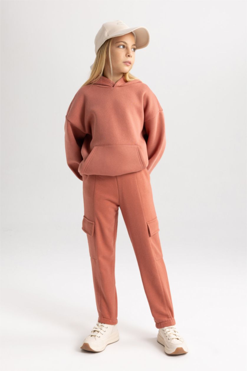 بناتي اللون الطوبي بنطلون سويت بانتس بناتي كارجو