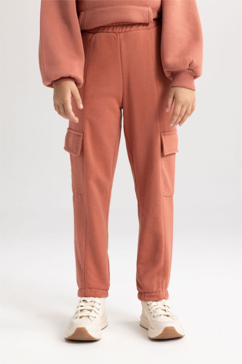 بناتي اللون الطوبي بنطلون سويت بانتس بناتي كارجو