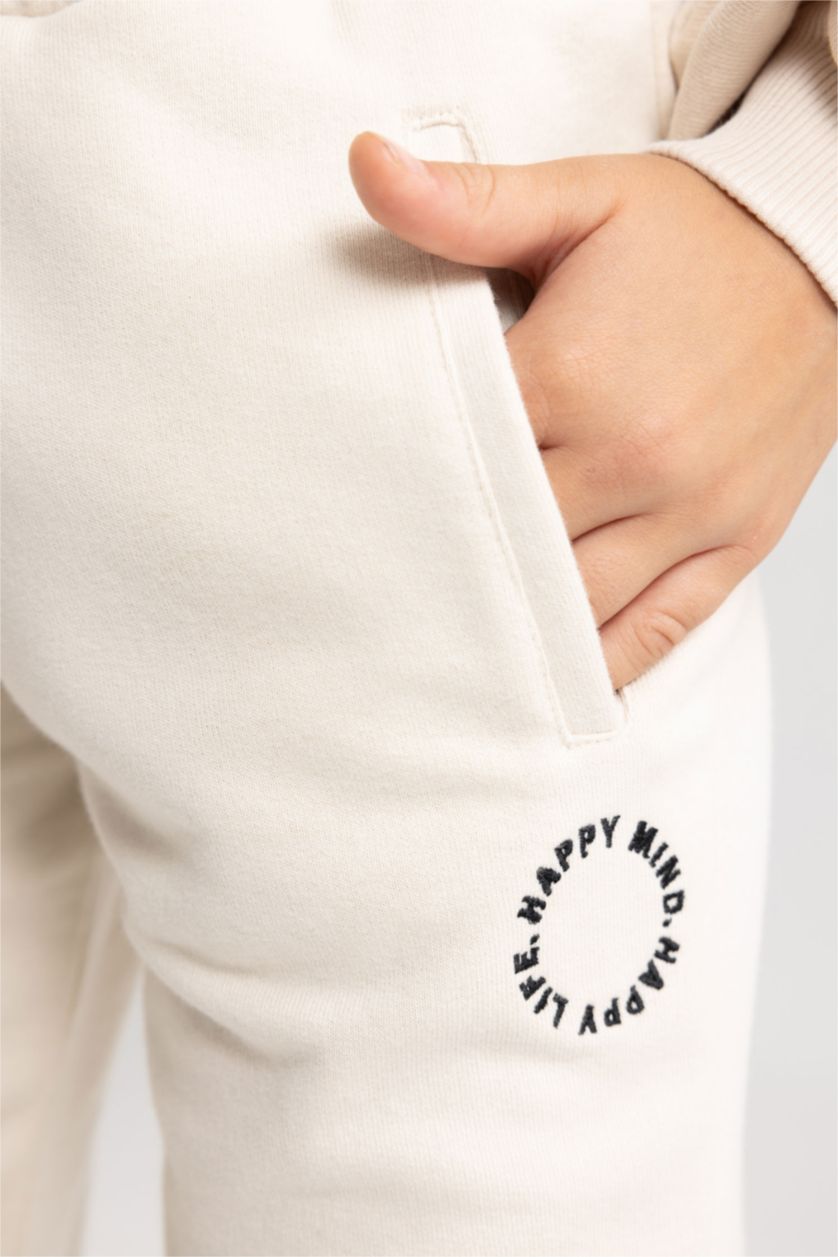 Девочки и подростки Бежевый Штаны джоггеры с принтом для девочек, Школьная коллекция