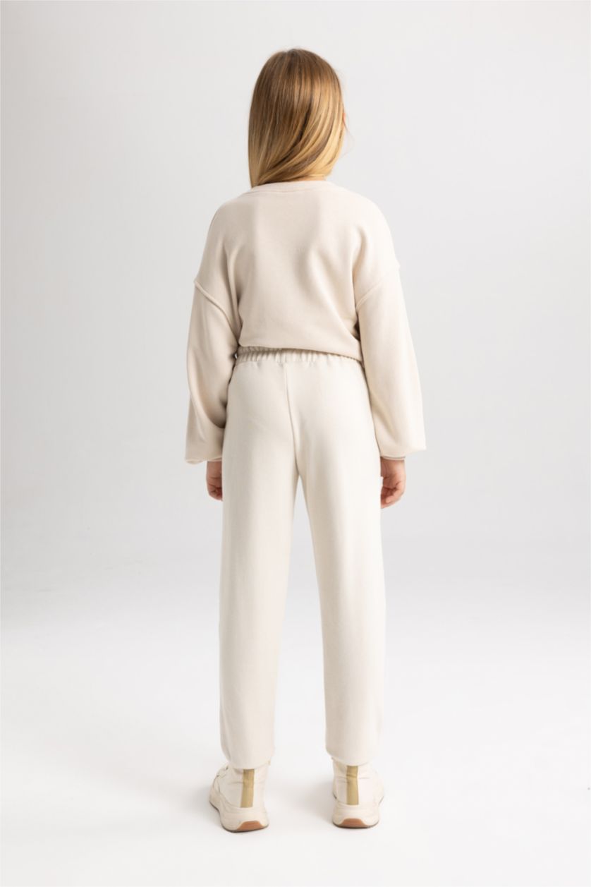 Девочки и подростки Бежевый Штаны джоггеры с принтом для девочек, Школьная коллекция