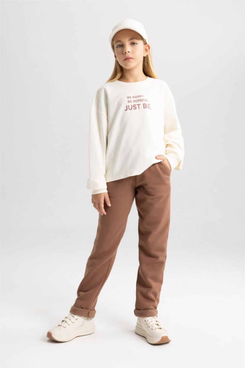 FILLES Marron Clair Pantalon Jogging Pour Fille