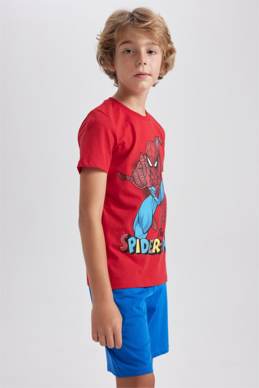 أولاد أحمر طقم بيجاما ولادي قصة عادية من سبايدرمان - قطعتين