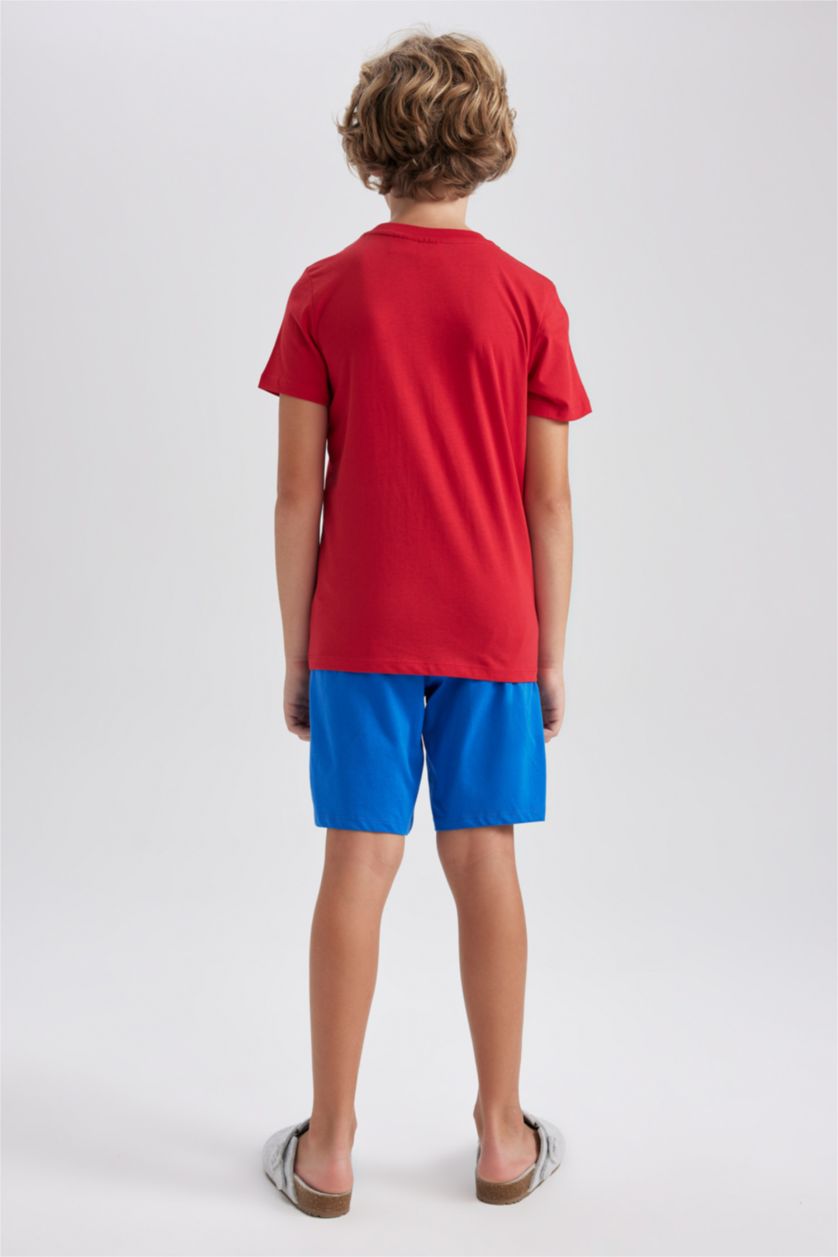 أولاد أحمر طقم بيجاما ولادي قصة عادية من سبايدرمان - قطعتين