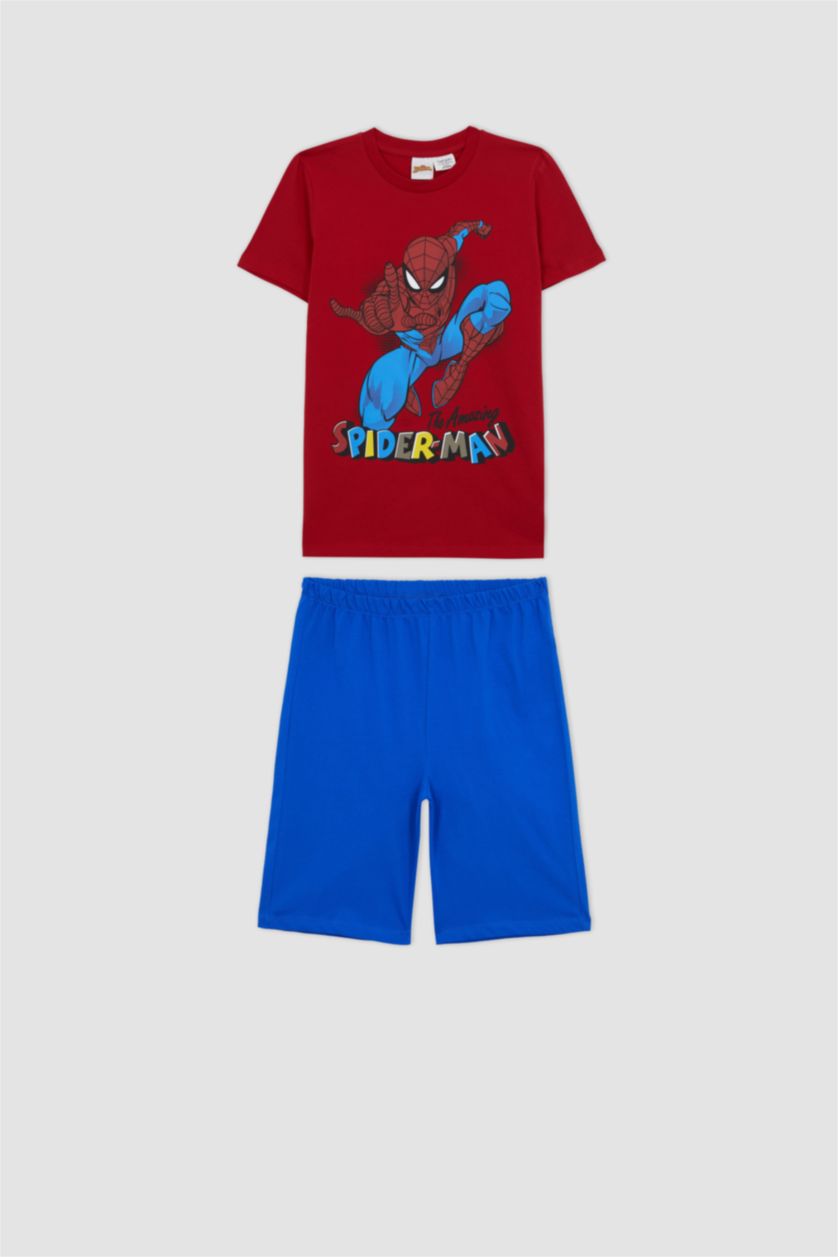 أولاد أحمر طقم بيجاما ولادي قصة عادية من سبايدرمان - قطعتين