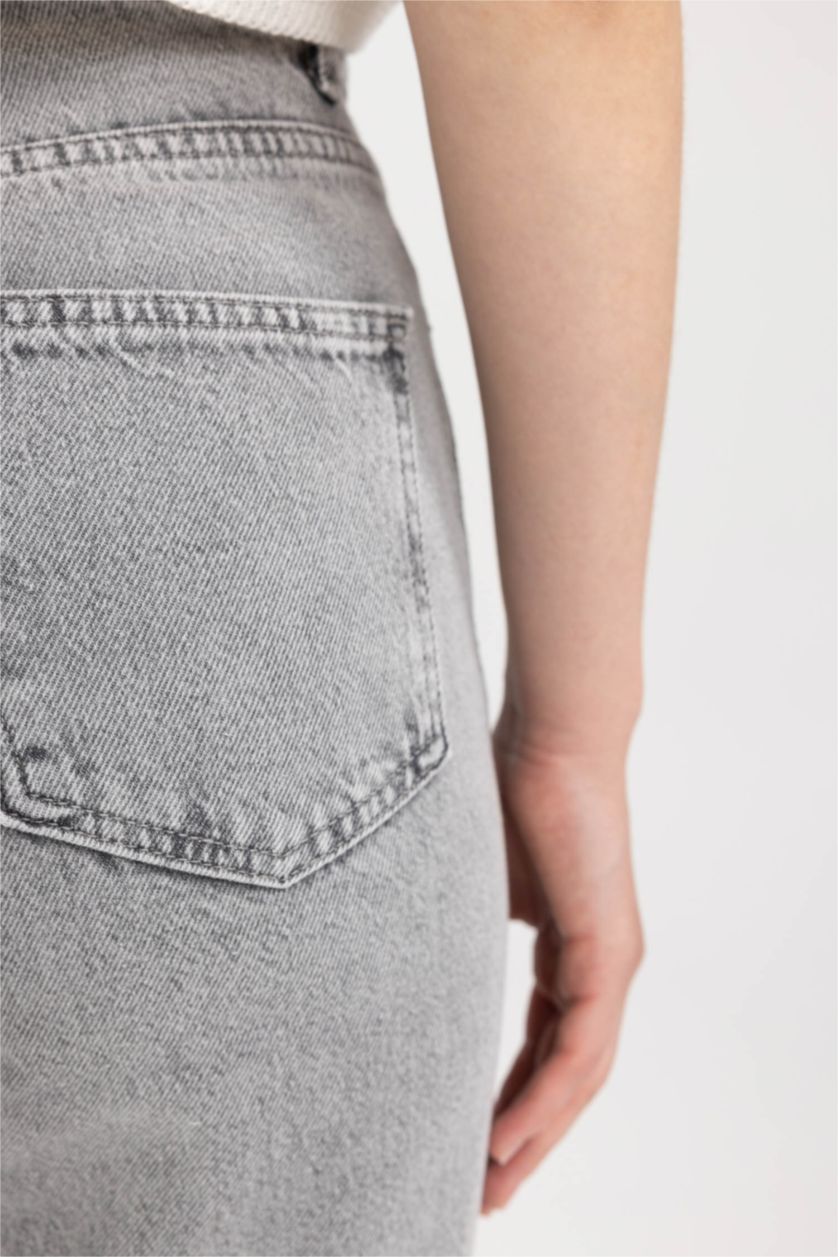 WOMAN Grey Mom Fit Jean Ankle Length  Cotton Trousers