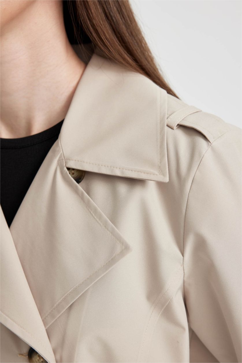 Woman Beige Regular Fit Trench Coat