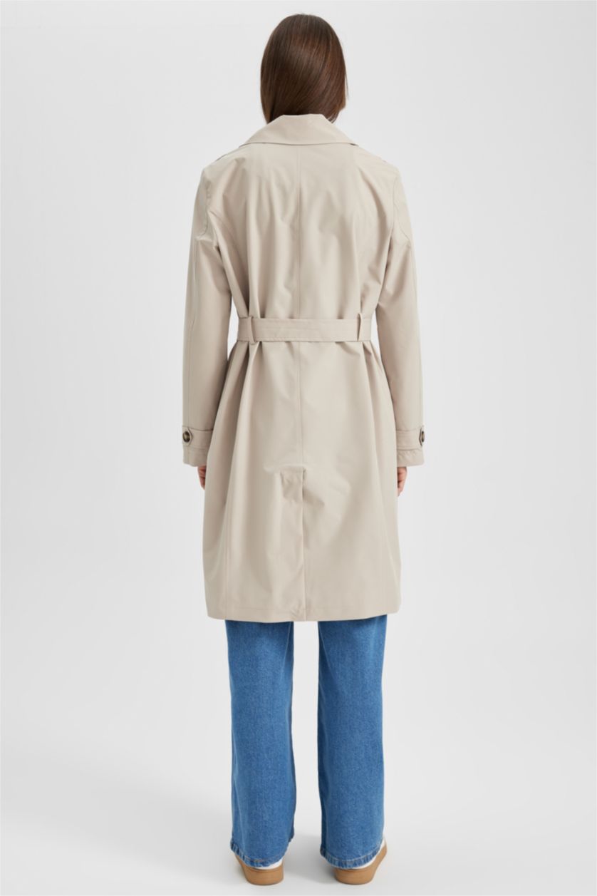 Woman Beige Regular Fit Trench Coat